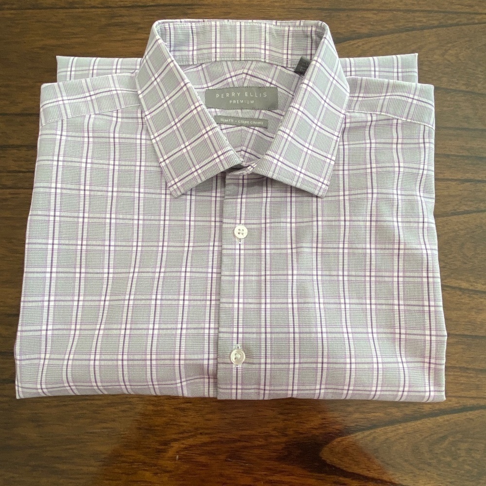 Men's Perry Ellis Premium slim fit men's button down business casual dress shirt